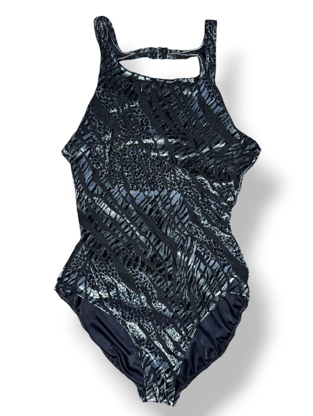 Vtg Maxine of Hollywood Women’s 16 One Piece Swimsuit Animal Print USA 90s